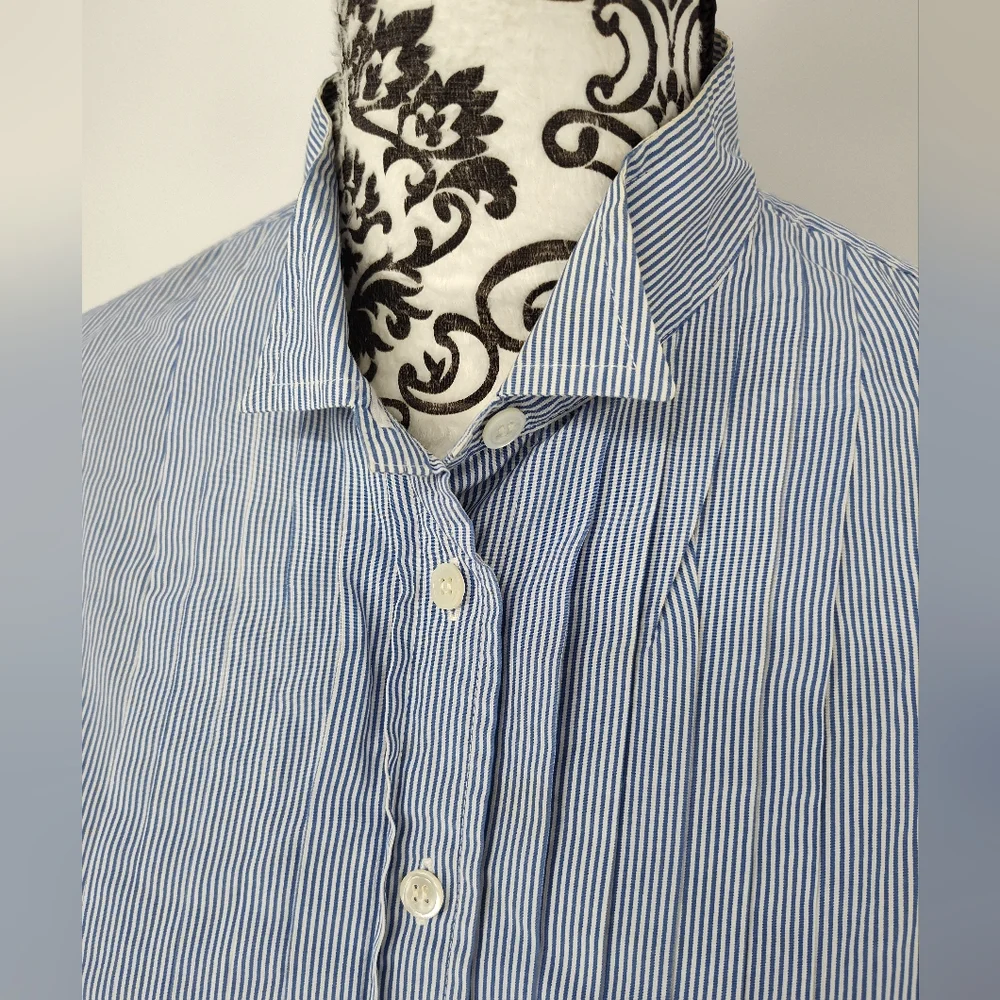 J. Crew Slim Fit Blue And White Striped Button Down Shirt Size Women's Medium